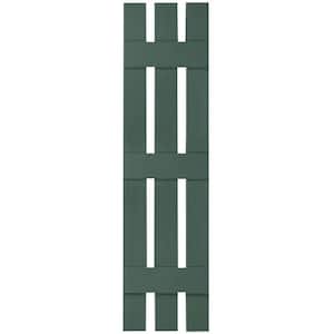 12 in. x 88 in. Lifetime Vinyl Custom Three Board Spaced Board and Batten Shutters Pair Forest Green
