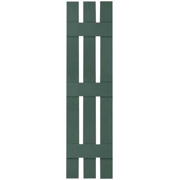 Ekena Millwork 12 in. x 88 in. Lifetime Vinyl Custom Three Board Spaced Board and Batten Shutters Pair Forest Green
