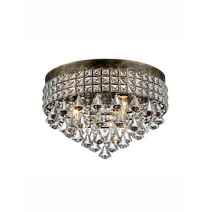 Melly 3-Light Bronze Indoor Crystal Chandelier with Shade
