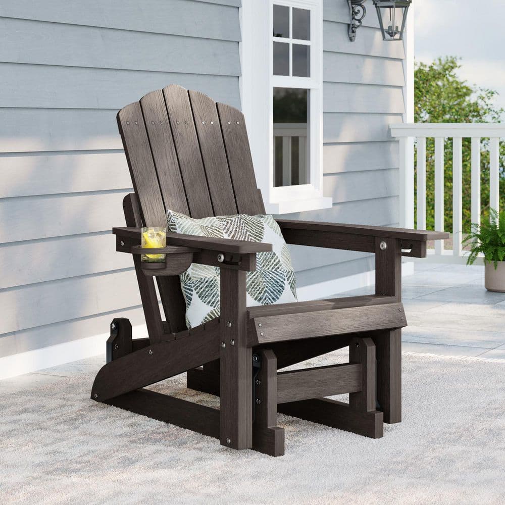 Sonkuki Coffee Plastic Glider Adirondack Chair with Smooth Motion