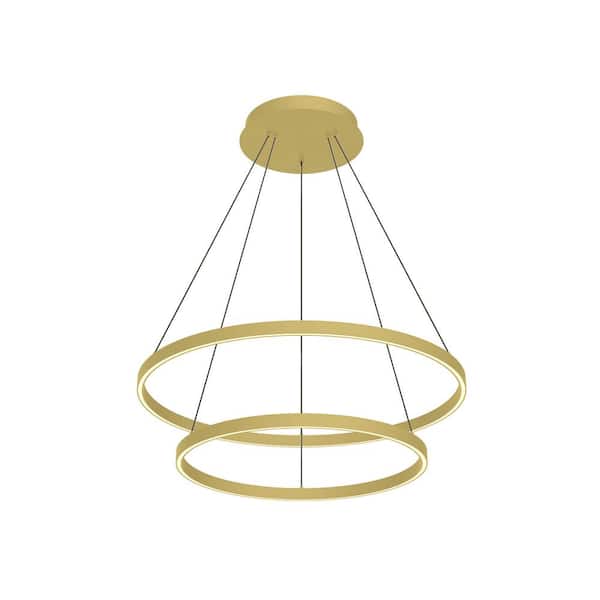 Cerchio 32 in. 2-Light 113-Watt Brushed Gold Integrated LED Chandelier