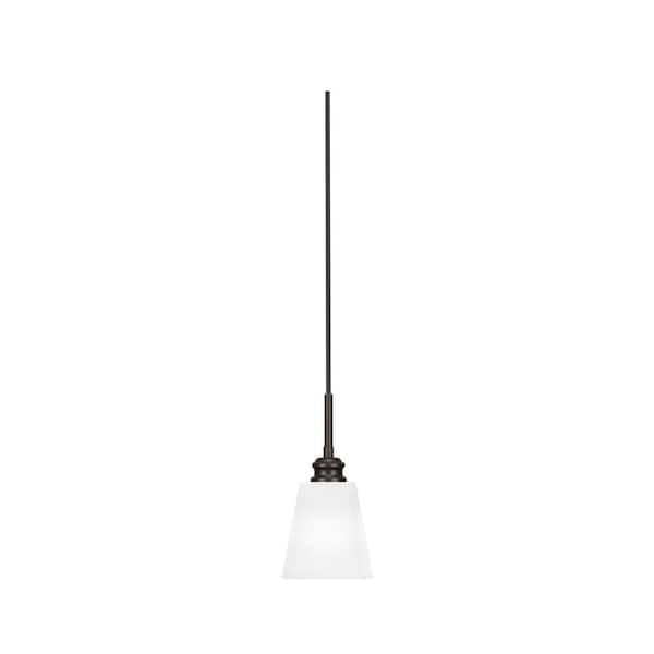 Unbranded Albany 60-Watt 1-Light Espresso Pendant Mini Pendant Light Square White Muslin Glass and Light Bulb Not Included