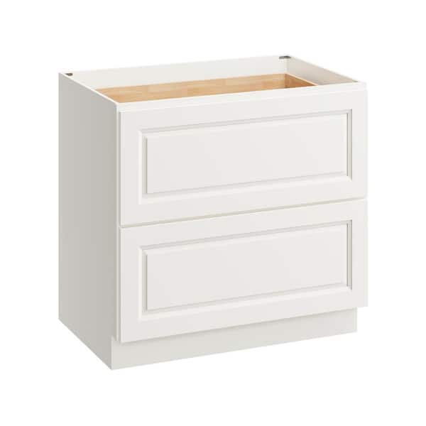 CASAINC 36 in. W x 24 in. D x 34.5 in. H Plywood Ready to Assemble Floor Base Kitchen Cabinet in Glacier White with 2-Drawers