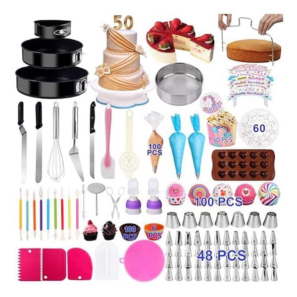 cake dressing tools 200 Pcs RFAQK Decorating Kit 700pcs Cake Decorating Supplies Kit is the perfect way to take a break and learn to bake 1pc Stainless Steel Round Cake