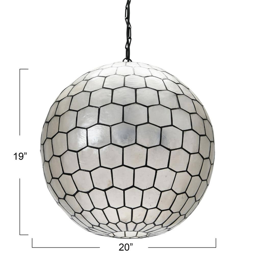 Black Capiz Globe Pendant Light with LED and Incandescent Options