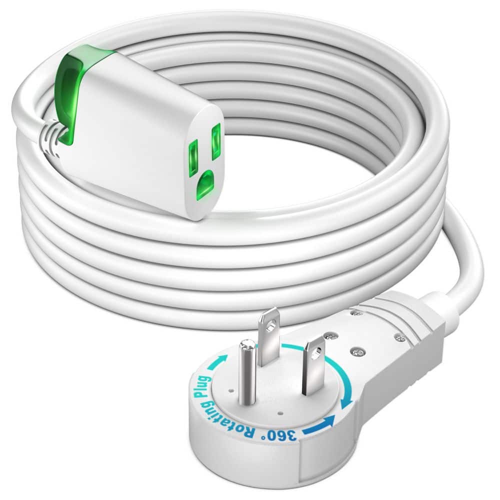 10 ft. 16 / 3 Light Duty Indoor Extension Cord 360° Rotating Flat Plug 1-Outlet with Handle (Lighted) 13 Amp White price history on PriceWatchPro