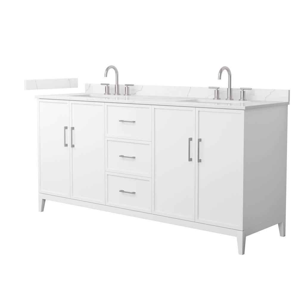 Elan 72" White Double Basin Vanity with Giotto Quartz Top