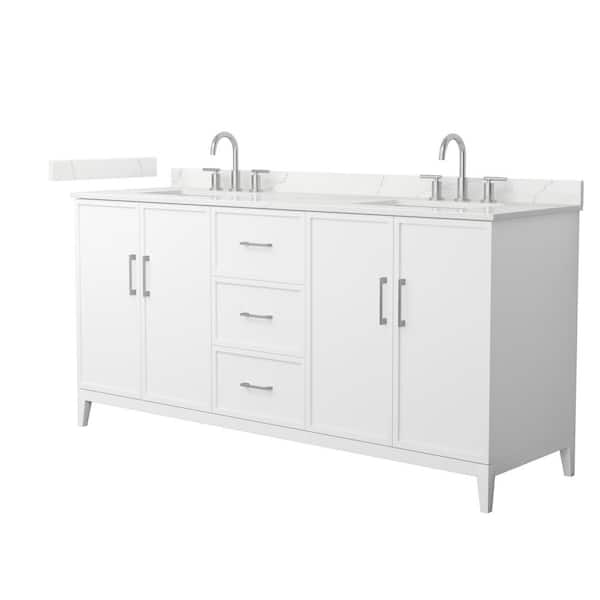 Wyndham Collection Elan 72 in. W x 22 in. D x 35 in. H Double Bath Vanity in White with Giotto Quartz Top