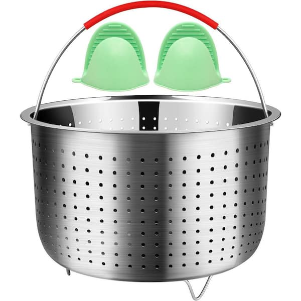 Stainless Steel Vegetable Steamer Basket with Silicone Handle and 2 Gloves for Instant Pot, Strainers, Colanders