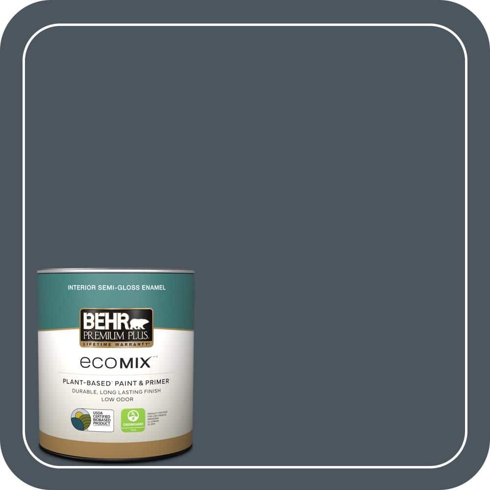 1 qt. #N480-7 Midnight Blue Semi-Gloss Enamel EcoMix Plant-Based Interior Paint & Primer price history on PriceWatchPro