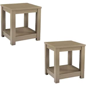 22 in. Seadrift Square Wood End Table with Lower Storage Shelf (2-Piece)
