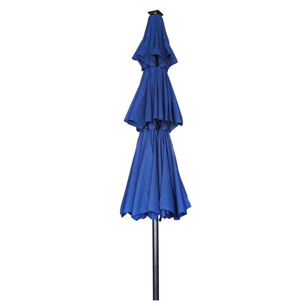 Navy Octagon Aluminum Patio Umbrella with LED Lights