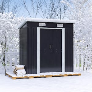 6.4 ft. W x 4 ft. D Outdoor Storage Metal Shed Backyard Garden Galvanized Steel Shed with Lockable Doors (25.6 sq. ft.)