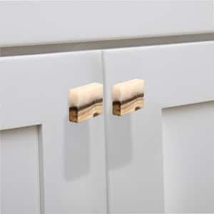 Frosted Straight Timber 1-7/11 in. White Resin Straight Cabinet Knob