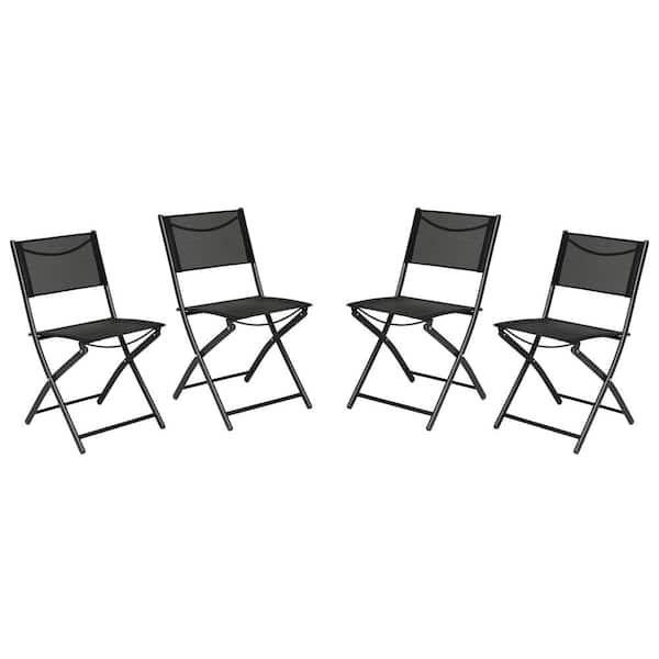 Carnegy Avenue Black Steel Outdoor Lounge Chair in Black (Set of 4)