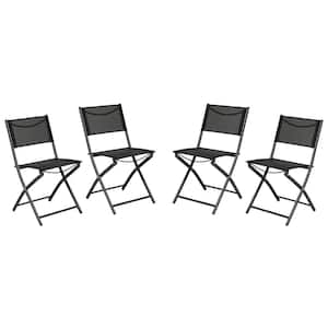 Black Steel Outdoor Lounge Chair in Black (Set of 4)