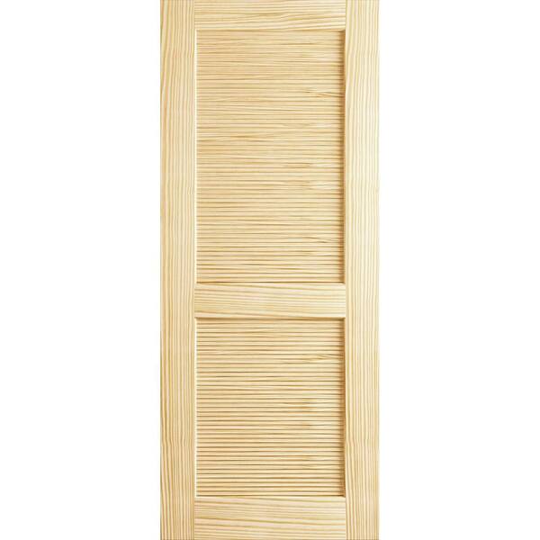 Frameport 18 in. x 96 in. Classic Louver/Louver Solid Wood Clear Pine Interior Door Slab