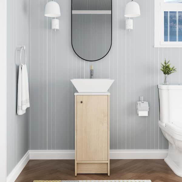 Unbranded 16 in. W x19 in. D x 35 in. H Freestanding Bathroom Vanity with Soft Close Door and Ceramic Sink