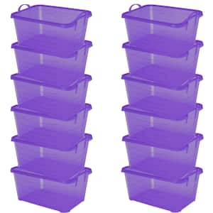 55 Qt. Purple Stackable Closet and Storage Box Containers (12-Pack)