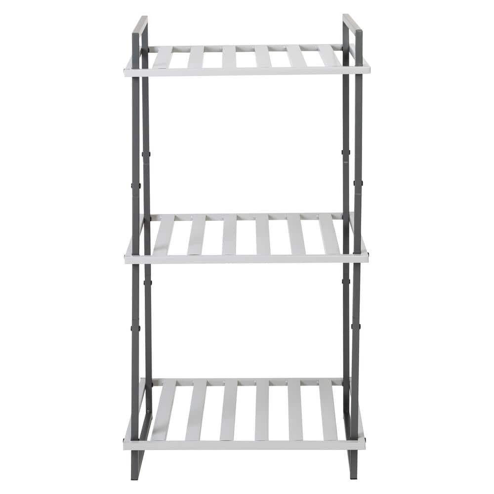 Gray 3-Tier Metal Tubular Bathroom Shelf