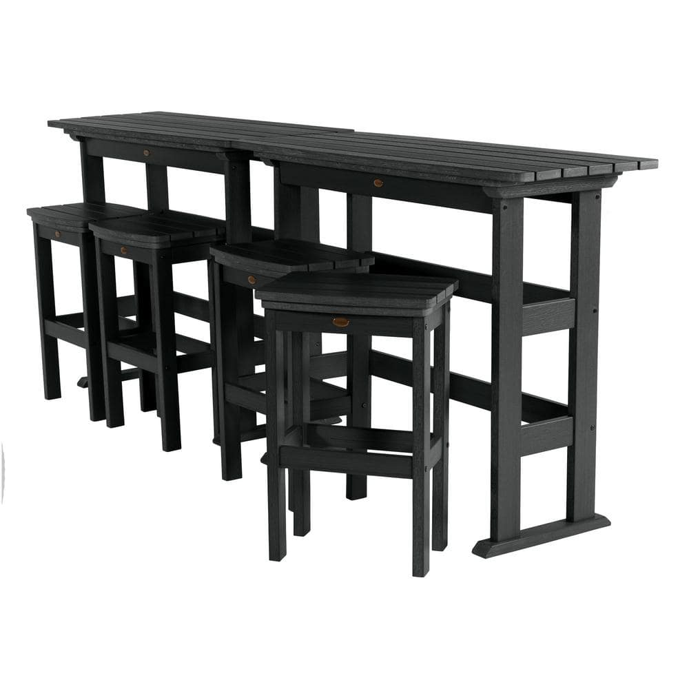 Highwood Lehigh Black 6-Piece Plastic Rectangular Bar Height Outdoor Dining Set -  KITBALC201-BKE