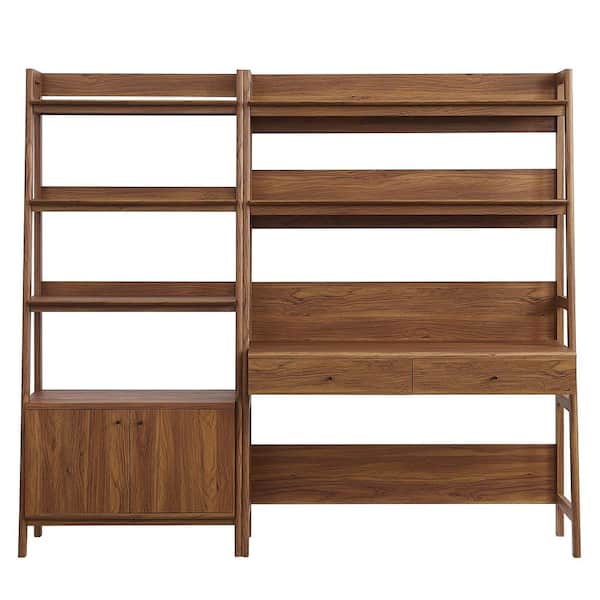 MODWAY Bixby 81.5 in. W Rectangular in Walnut 2-Piece Home Office