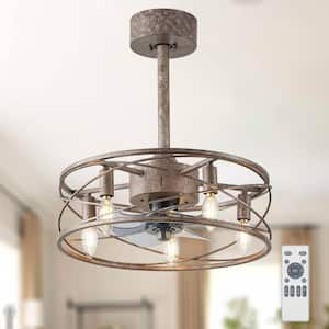 Rustic 18 in. Indoor 5-Light Shabby Chic Brass Reversible Ceiling Fan with Remote