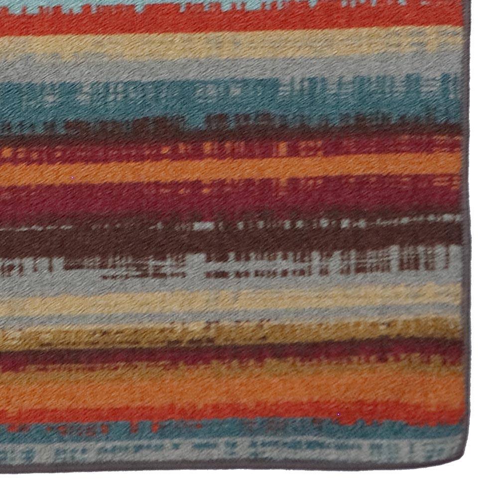 Multicolor Synthetic Stripe Rectangular Area Rug, 5' x 8'