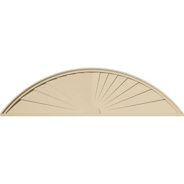 Ekena Millwork 70 in. W x 18-1/2 in. H x 2 in. P Segment Arch Sunburst Signature Urethane Pediment, Primed Tan