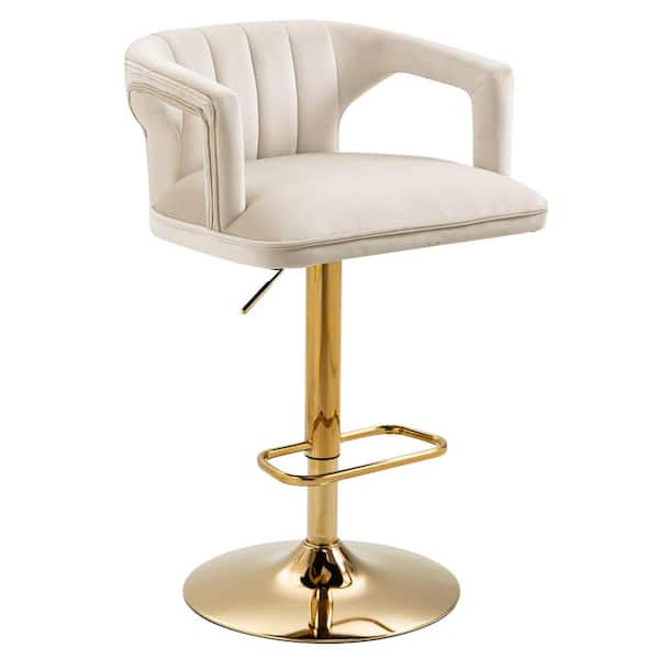 Unbranded 41.93 in. Ivory Metal Bar Stools with Back and Footrest Counter Height Dining Chairs
