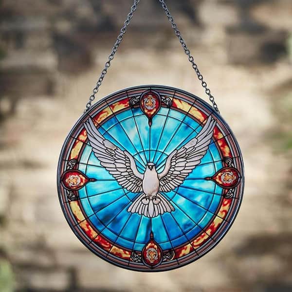 Blue Holy Spirit Stained Glass Art Glass Window HDD7W9M17K - The