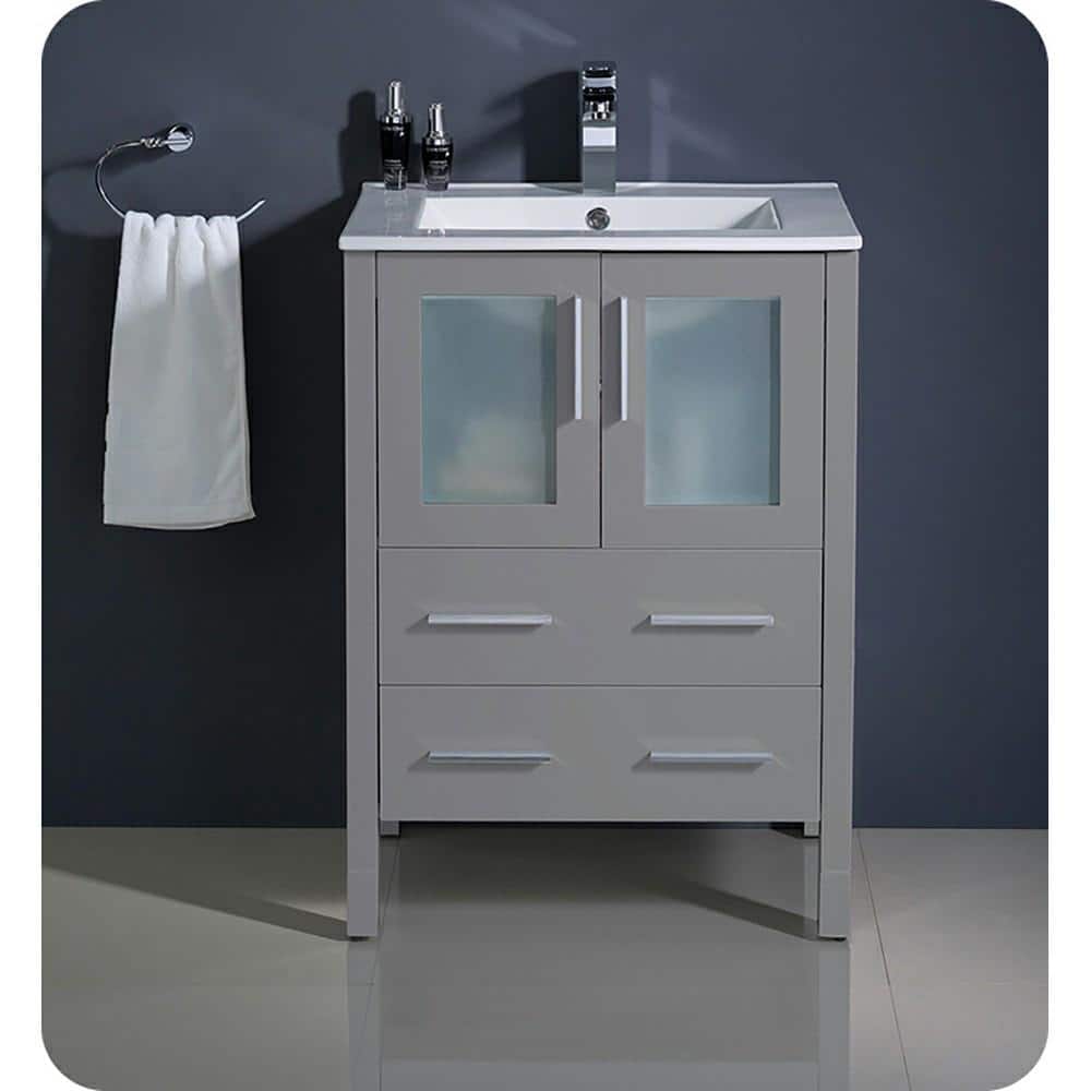 Torino 24" Gray Engineered Wood Modern Freestanding Vanity Cabinet
