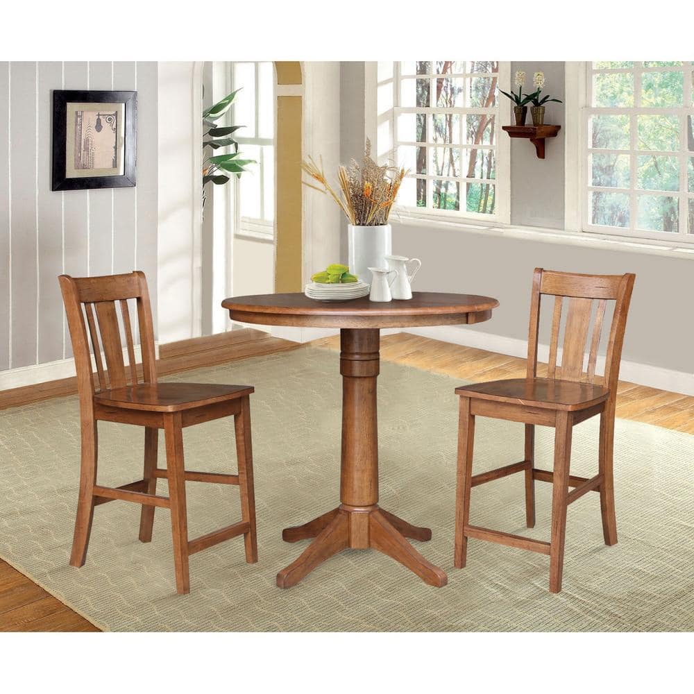 Eco-Friendly Round Oak Pedestal Table with Extendable Leaf