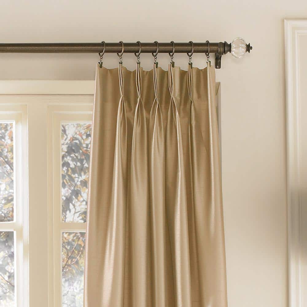 Sand Faux Silk Light-Filtering Pleated Curtain Panel