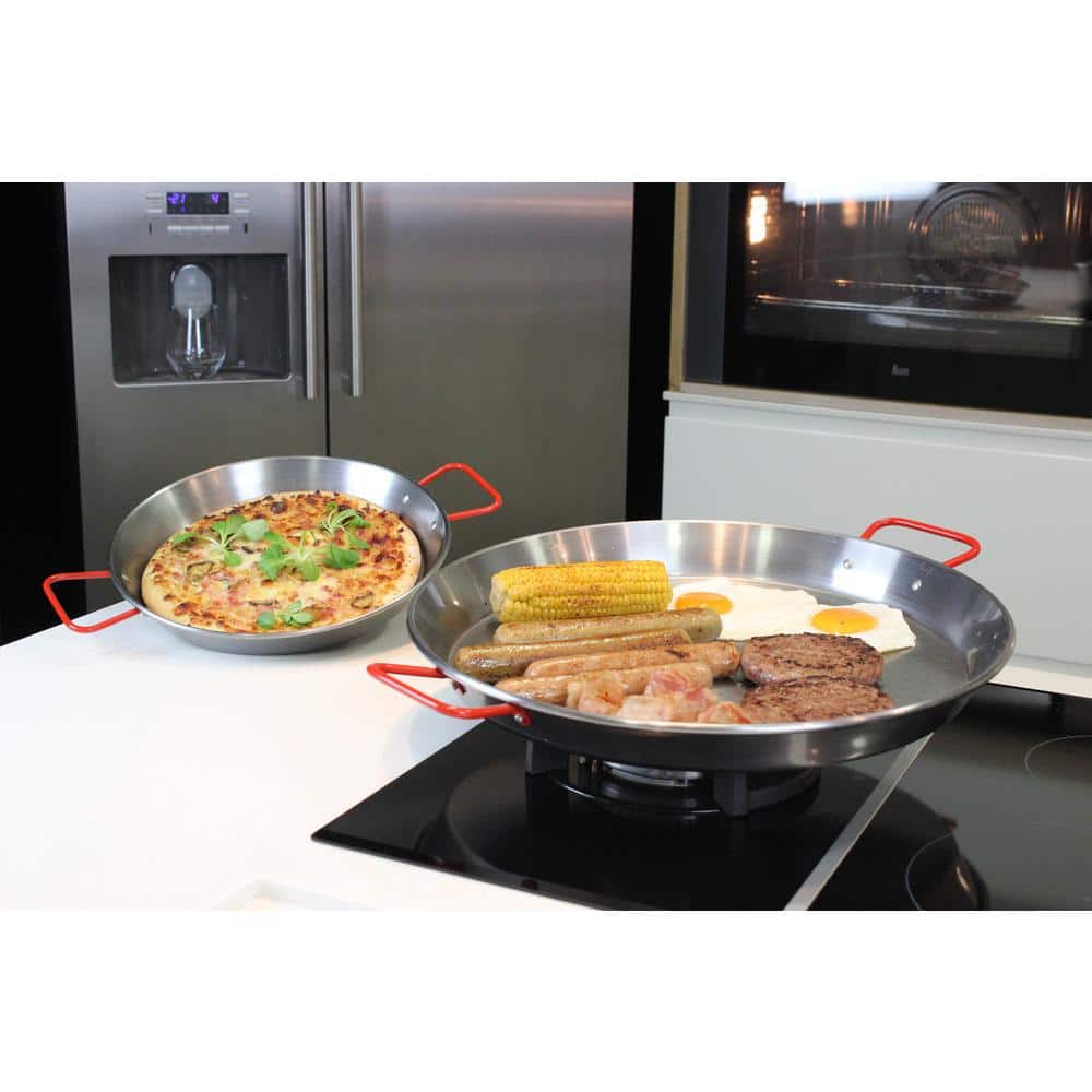 Magefesa 13.5" Carbon Steel Paella Pan with Red Handles