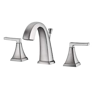Lotto 8 in. Widespread 2-Handle Bathroom Lavatory Faucet with Drain Assembly, Rust Resist in Brushed Nickel
