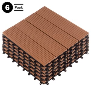 1 ft. W x 1 ft. L 6 Patio Tiles Wood/Polypropylene Interlocking Deck Tile Flooring in Brown