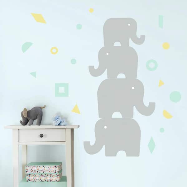 RoomMates 5 in. x 19 in. DwellStudio Elephant 23-Piece Peel and Stick Giant Wall Decals