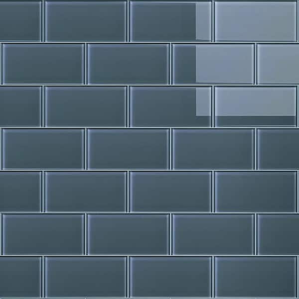 MOLOVO Crystile Gray 3 in. X 6 in. Glossy Glass Subway Tile (10 sq. ft./Case)