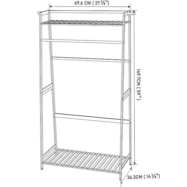 URTR White Clothing Garment Rack with Shelves, Metal Cloth Hanger Rack  Stand Clothes Drying Rack for Hanging Clothes T-01311-WH - The Home Depot