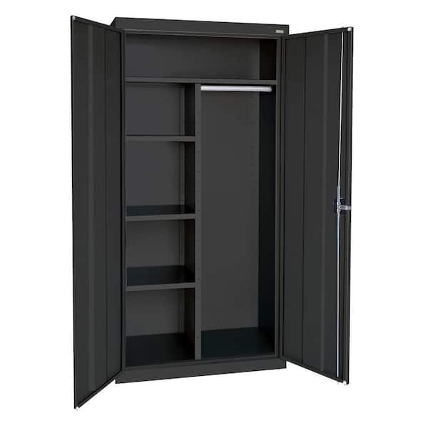 Elite 36 in. W x 72 in. H x 24 in. D Steel Combination Adjustable Shelves Freestanding Cabinet in Black