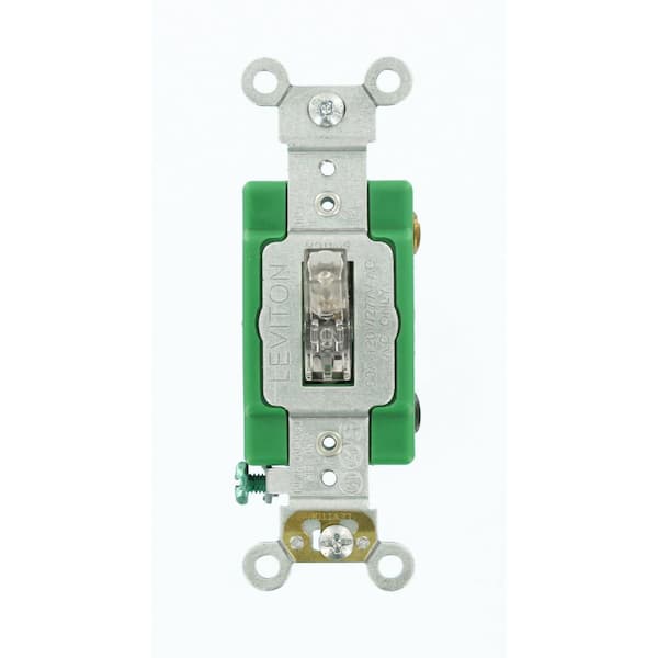 Leviton 30 Amp Industrial Grade Heavy Duty Double-Pole Pilot Light Toggle Switch, Clear