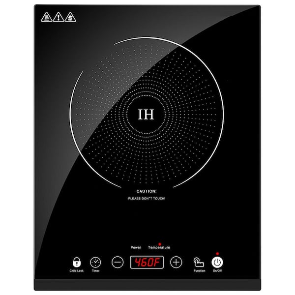 Single Burner 6.7 in. Black 1800W Sensor Touch Hot Plate with Kids Safety Lock and Timer, Portable Induction Cooktop