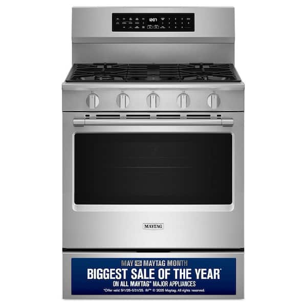 Maytag 30 in. 5-Burners Freestanding Gas Range in Fingerprint Resistant Stainless Steel with Grill Mode