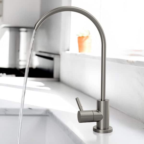 Round Single Handle Beverage Faucet for Water Filtration System in Brushed Nickel