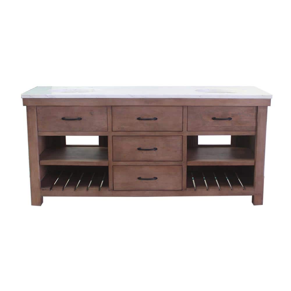 Deluxe 72 in. W x 22 in. D x 34 in. H Freestanding Bath Vanity in Natural W