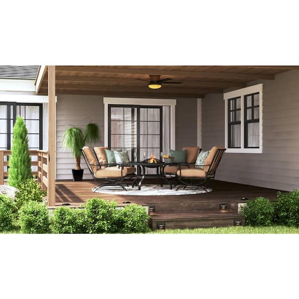 Roanoke 48 in. Indoor/Outdoor Wet Rated Natural Iron Ceiling Fan with LED Bulbs Included
