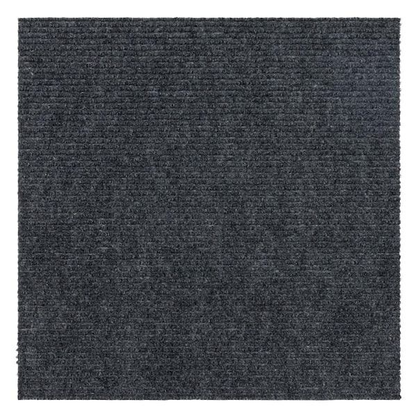 Wide Wale - Smoke - Gray Commercial/Residential 18 x 18 in. Peel and Stick Carpet Tile Square (22.5 sq. ft.)