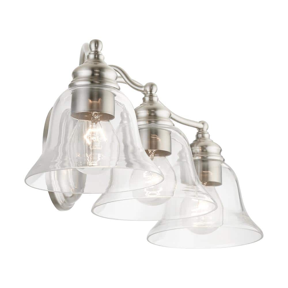 Moreland Brushed Nickel 3-Light Vanity Sconce with Handblown Glass