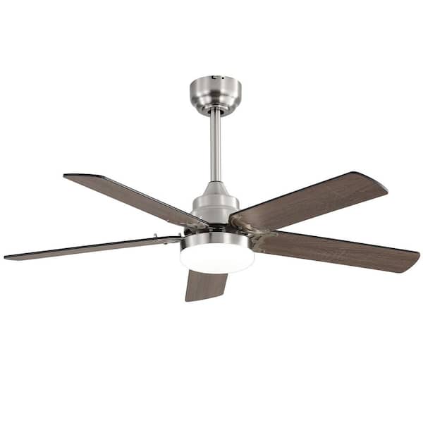 42 in. Ceiling Fan 5 Blades Noiseless Reversible Dc Motor Remote Control with Led Light, White
